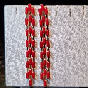 NWT Red baguette  dangle earrings